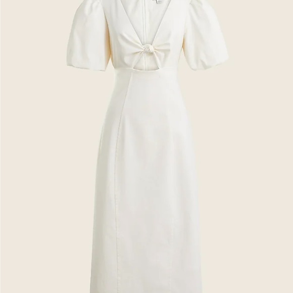 j. crew Cutout puff-sleeve dress in cotton twill - Picture 4 of 6